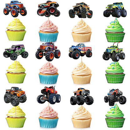 Monster Truck Cupcake Toppers Truck Car Theme Birthday Party Decorations