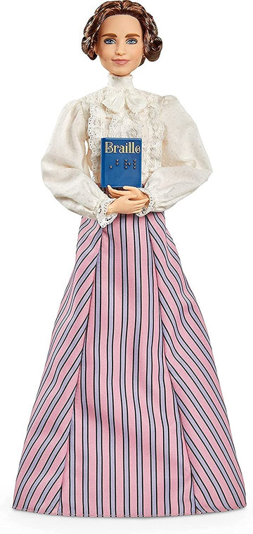 Barbie Inspiring Women Helen Keller Doll (12-inch) Wearing Blouse and Skirt, with Doll Stand & Certificate of Authenticity, Gift for Kids &