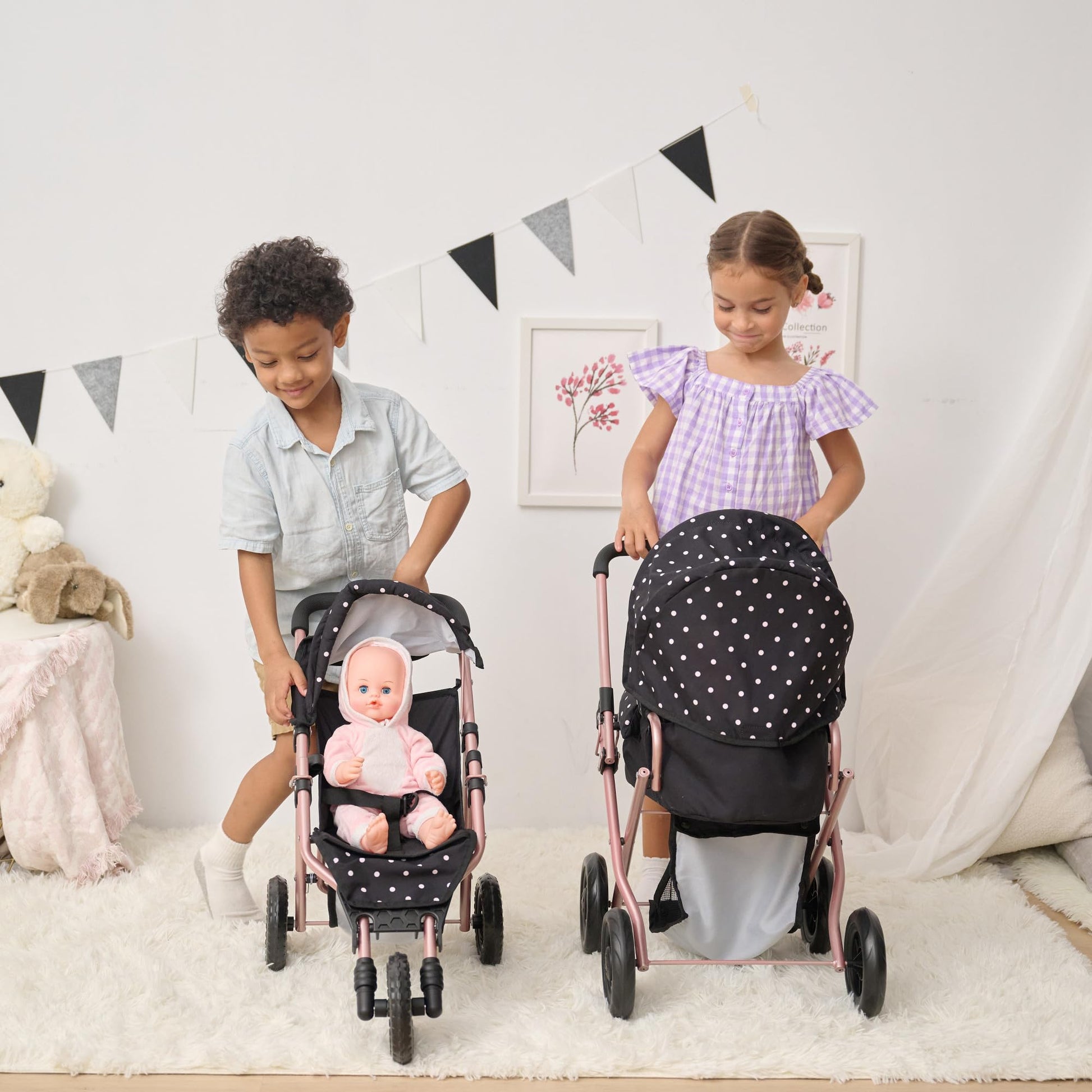 Olivia's Little World Pin Up Foldable Baby Doll Stroller, Classic Style