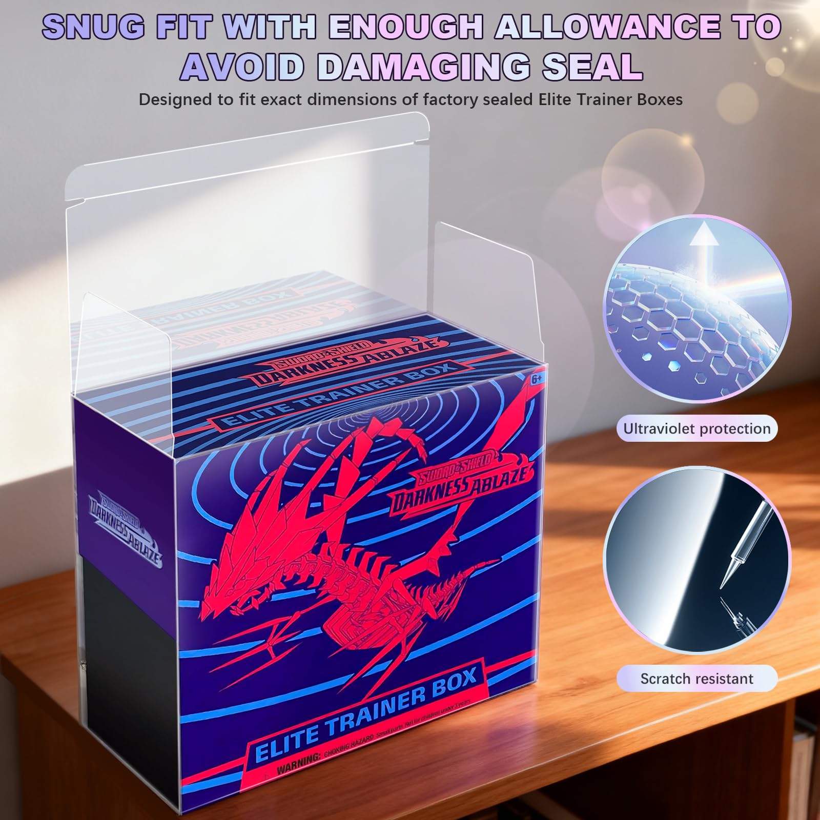 ?99% UV-Blocking? PKMN ETB Protector Case, Elite Trainer Box Protector, ETB Box Plastic Display Case-Compatible with Elite Trainer Boxes, 0.5mm Thick