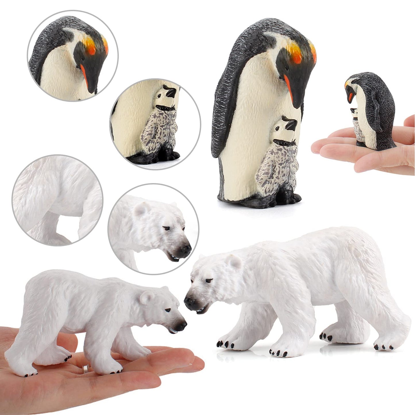 BRETOYIN Arctic Animals Figurines Set 16PCS Christmas Toy Gift Polar Bear Figurine Arctic Fox Figure Penguin Figurines Snow Mold for Kids Toddlers