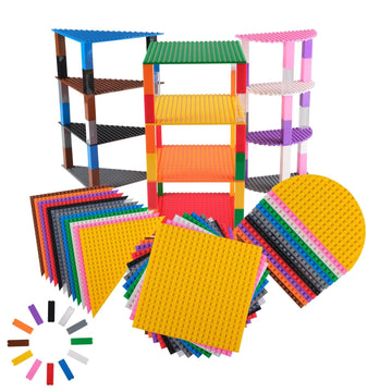 Strictly Briks Classic Stackable Baseplates - Rainbow Building Bricks Set - Stackable Base Plates Building Set Compatible with Lego - Brick Stacker