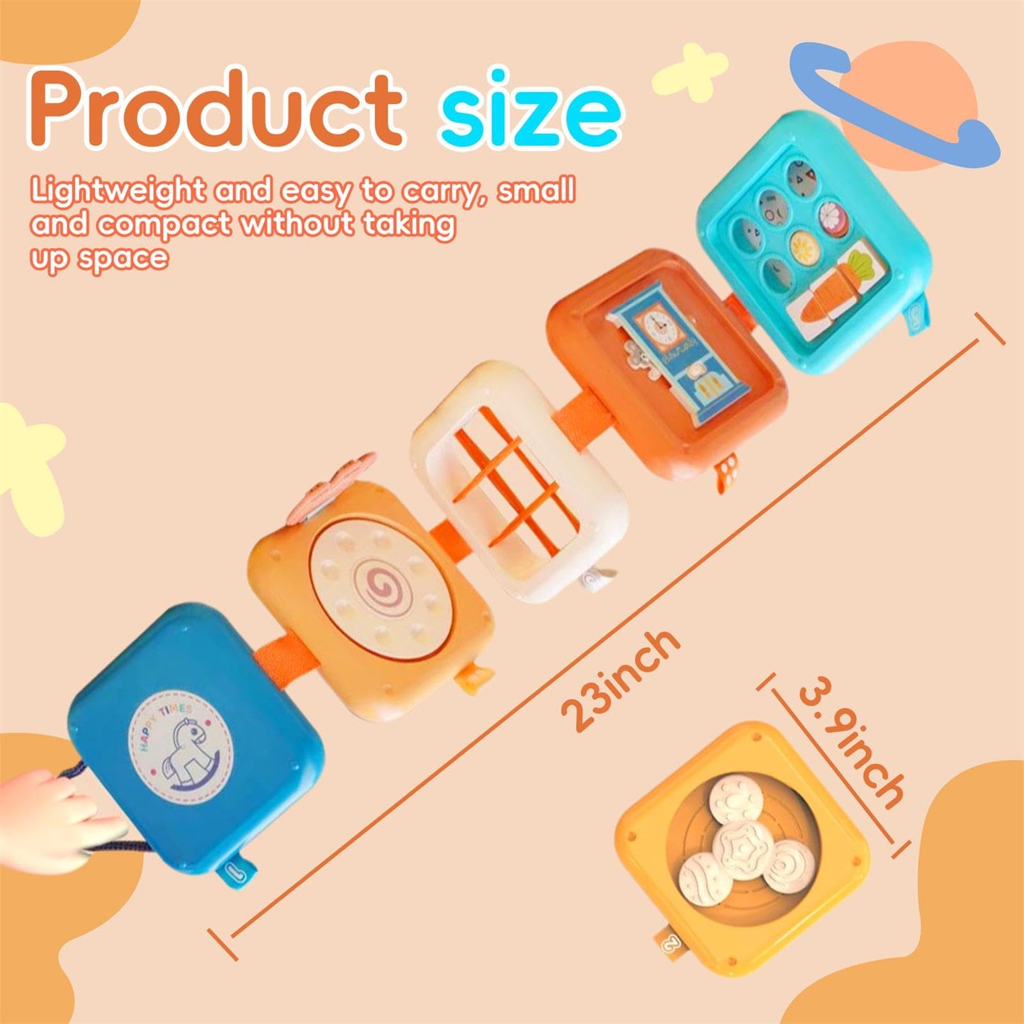 YINGZHIXING Busy Board for 1 2 3 Year Old - Montessori Travel Toy with Fine Motor Activities, Busy Cube Sensory Learning for Toddlers 1-3 - Perfect