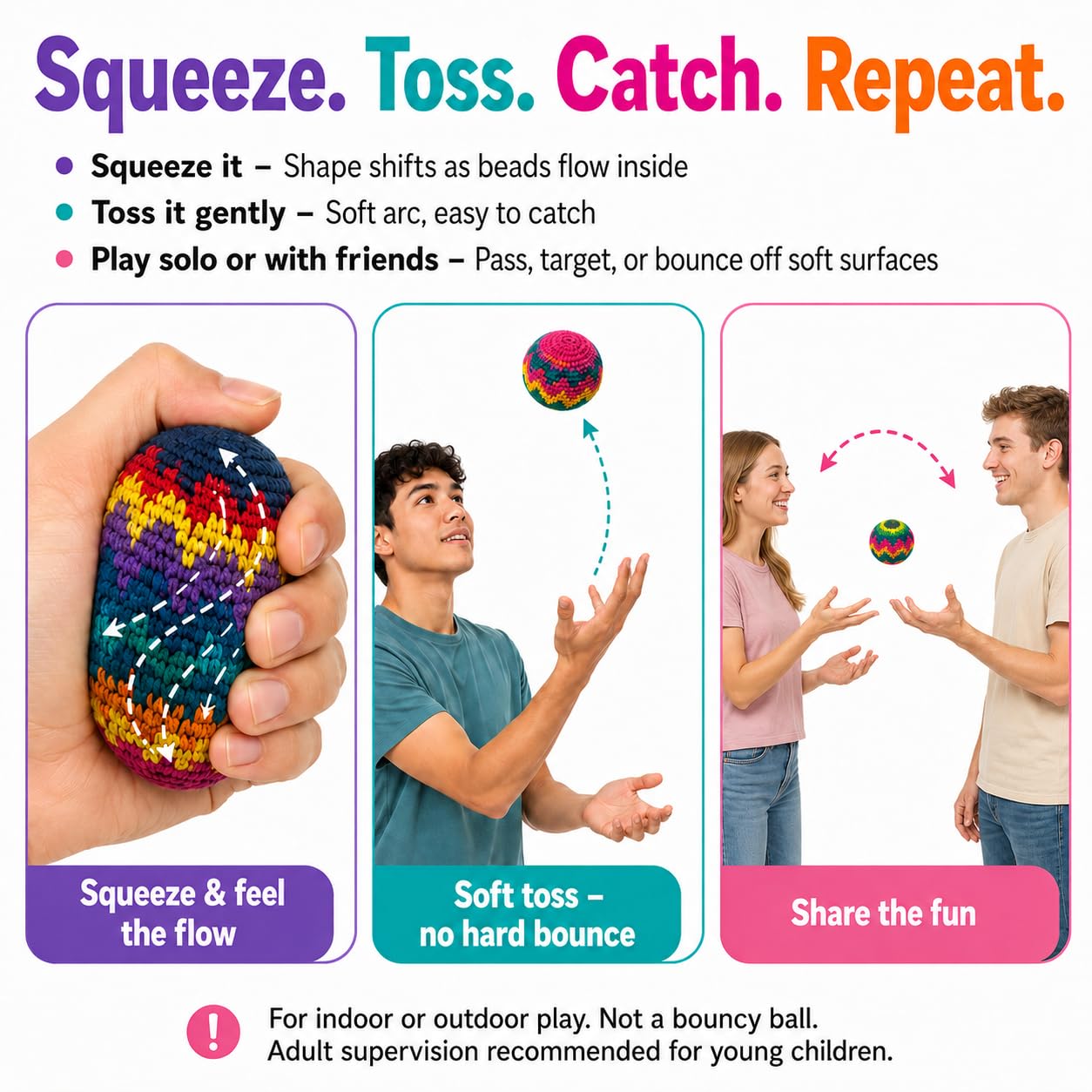 Burdvmd Trttvre 3 Pack Crochet Footbags Hacky Kick Sack Balls Random Colors