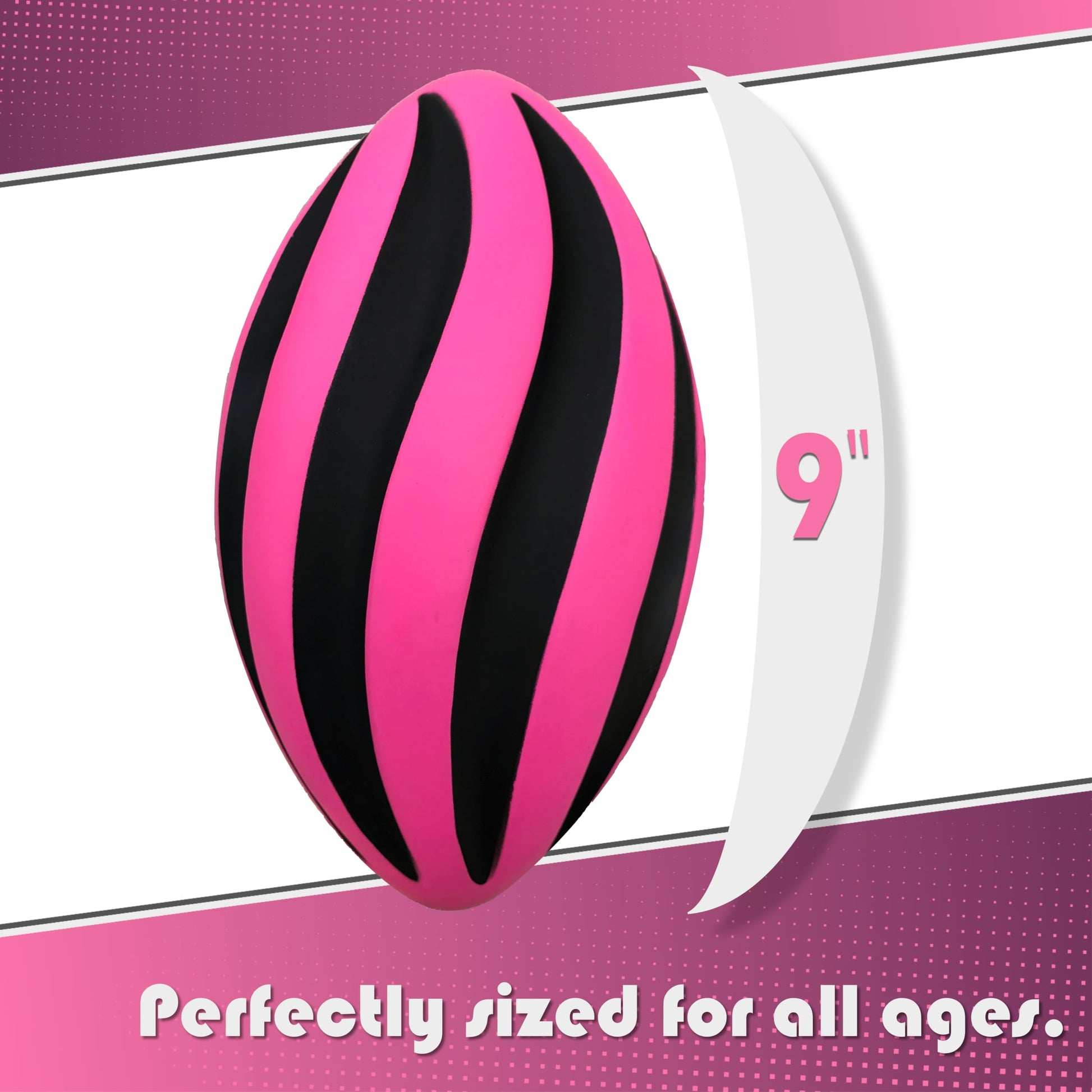 Blu Jay LMC Products Spiral Foam Football - 9 Inch Small, Soft Foam Football for Kids - Adult & Toddler Ball Youth (Pink & Black)