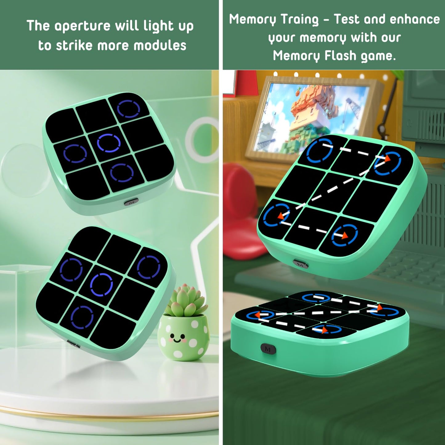 Tic-Tac-Toe Bolt Game, 4-in-1 Handheld Puzzle Games Console, Electronic Tic-Tac-Toe Game for Educational and Memory Growth, Portable Travel Games for