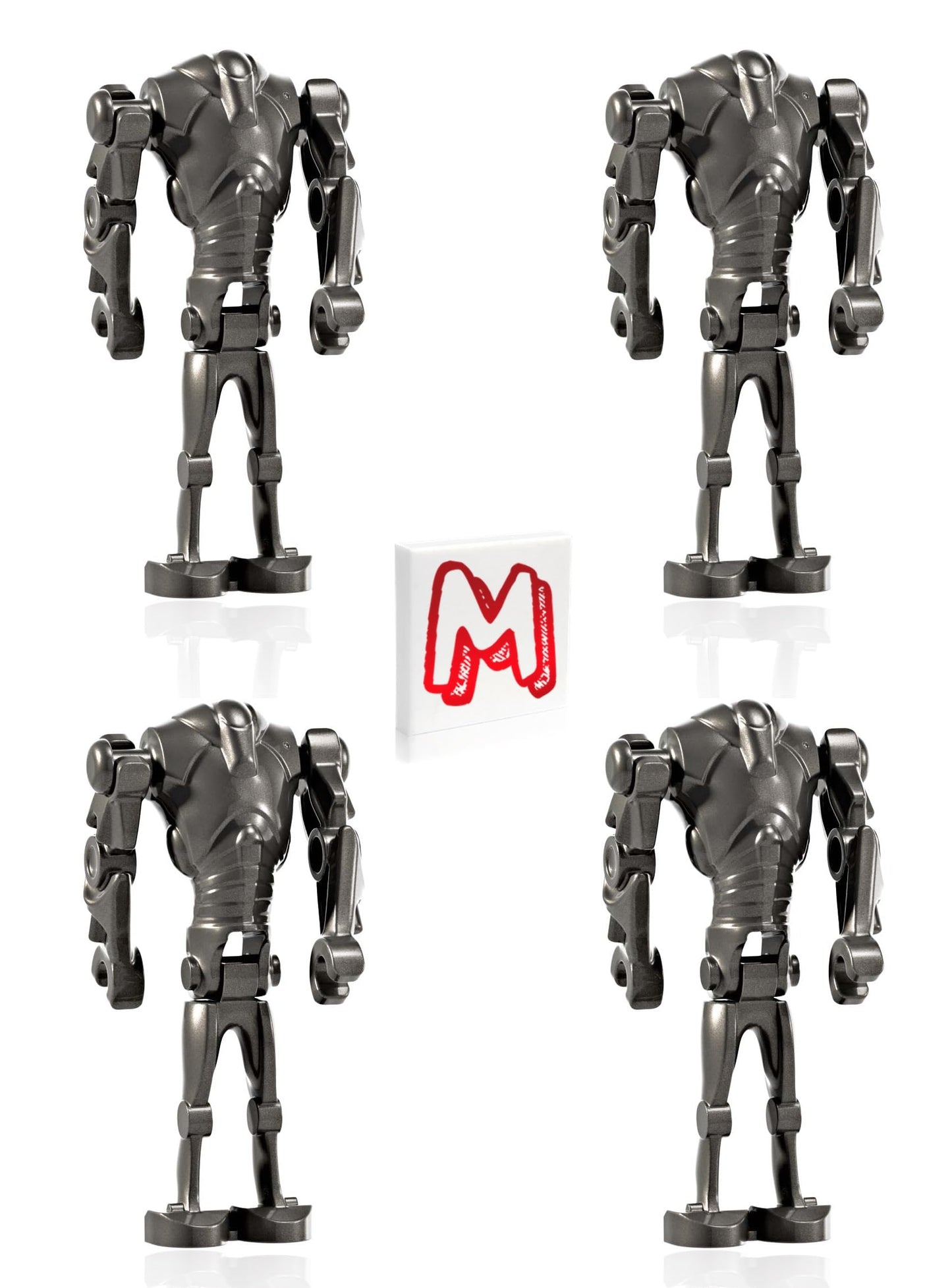 LEGO Star Wars The Clone Wars Minifigure - Super Battle Droid (Pearl Dark Gray) 4 Pack with Minifigureland Tile