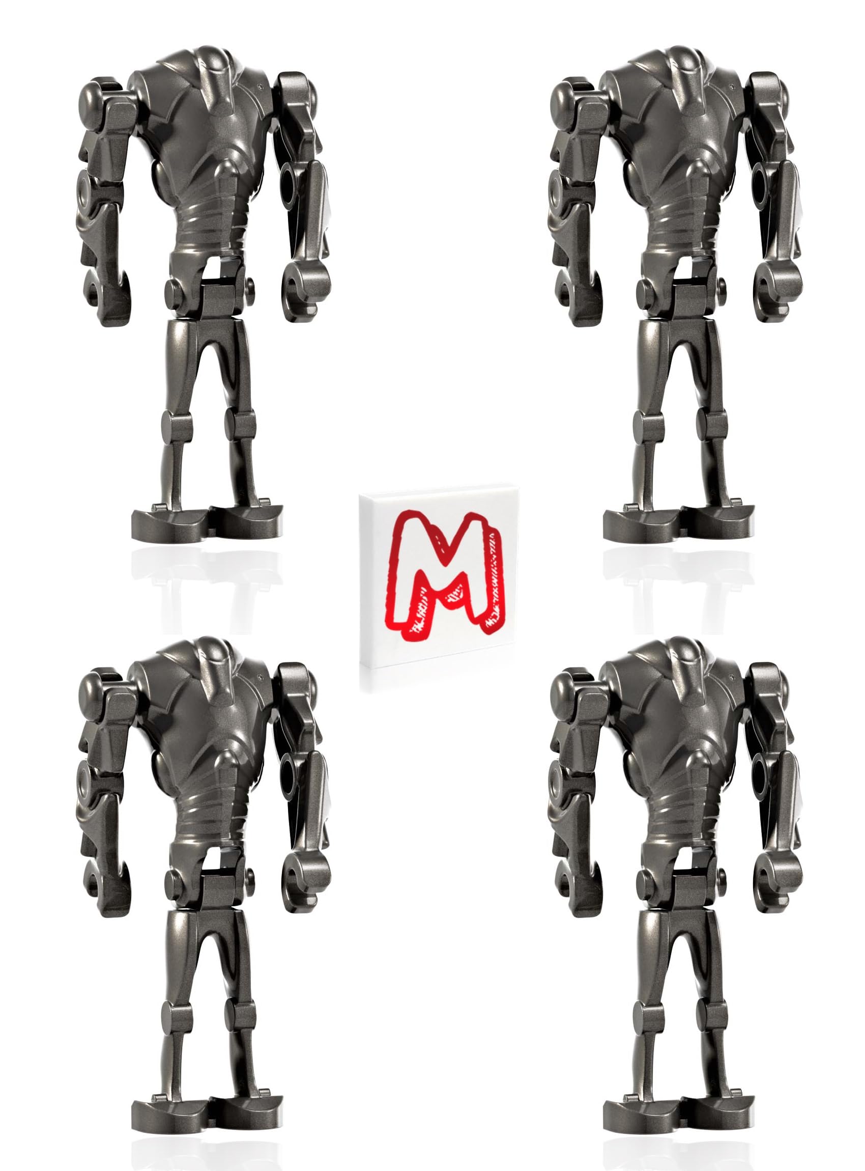 LEGO Star Wars The Clone Wars Minifigure - Super Battle Droid (Pearl Dark Gray) 4 Pack with Minifigureland Tile