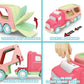 Carrier Car Toy Set(5 in 1) with Lights and Sounds, Pink Toy for Girl Toddler Kid, Friction Powered Double Layer Transport Truck with Cartoon