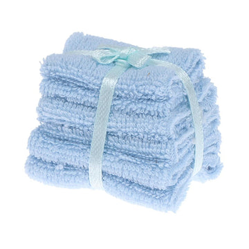 Blue 1/12 Miniature Bathroom Towels Dollhouse Decoration Accessories, DIY Micro Landscaping Decor