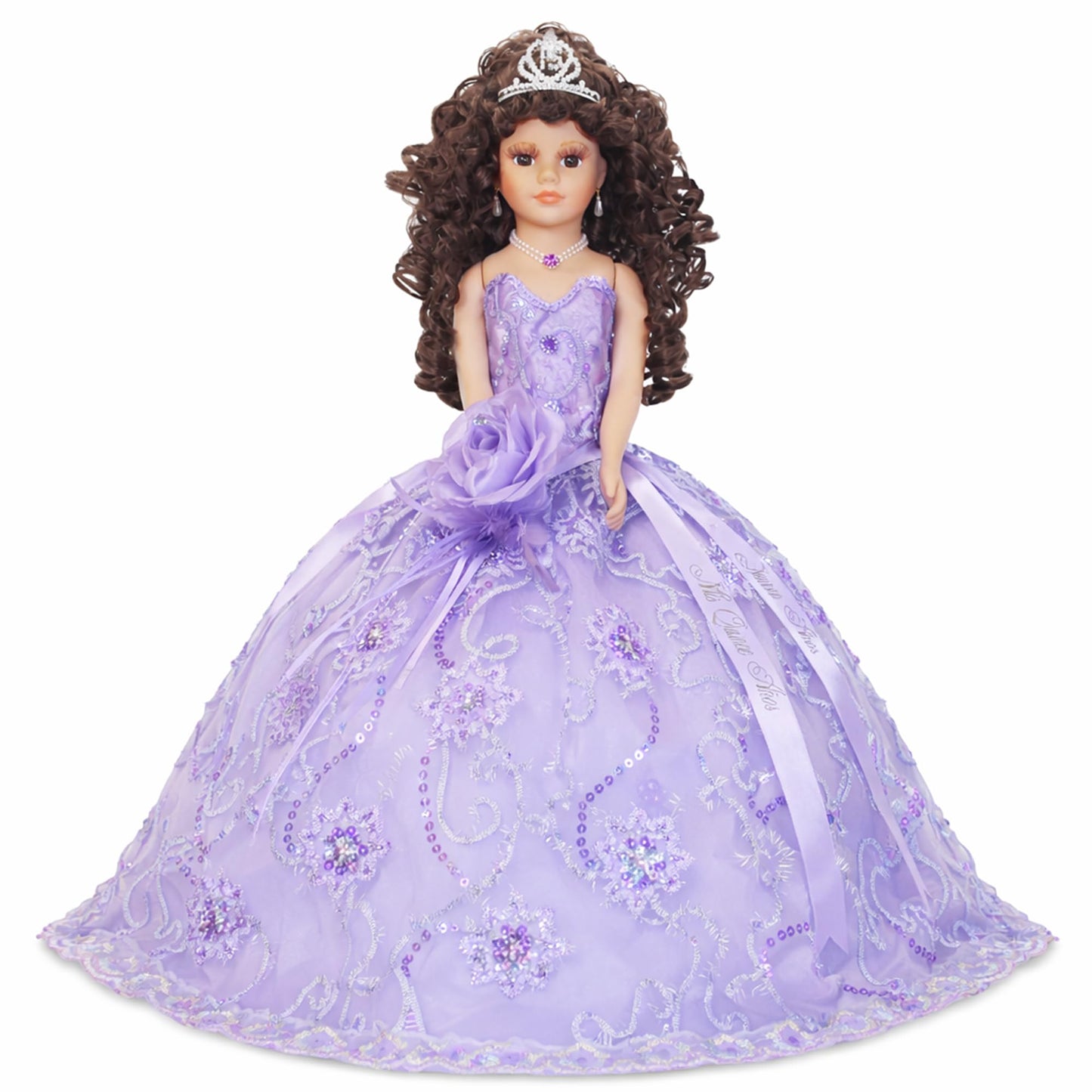 18” Quinceañera Last Doll with Umbrella Dress Stand - Última Muñeca Mis Quince Años Keepsake, Traditional Hispanic Mis 15 Doll, Ceremony & Table