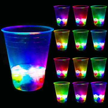 16oz Glowing Party Cups for Indoor Outdoor Party Event Fun, Pack with Flashing color Bright Glow-In-The-Dark Colors for House Parties Birthdays