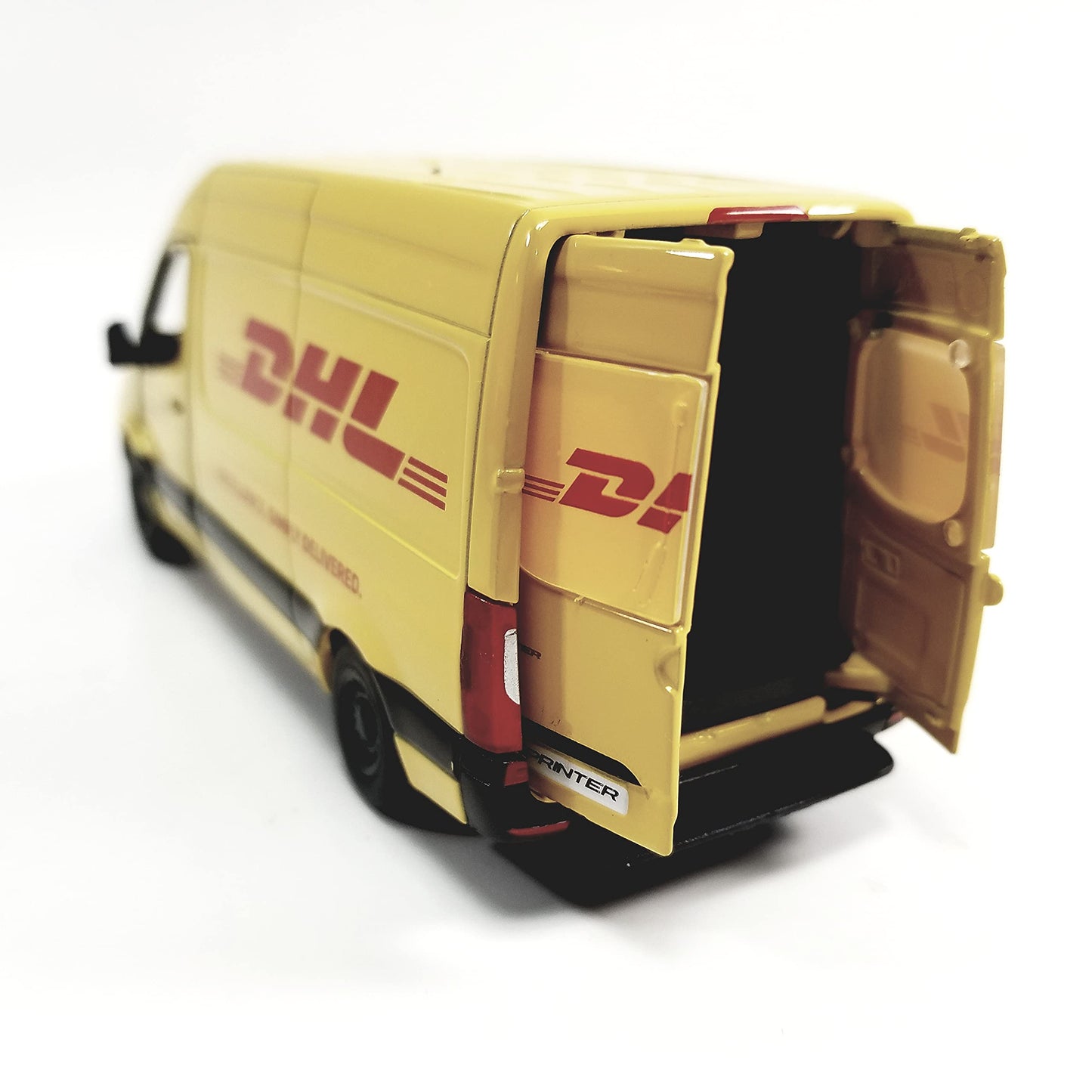 Kinsmart Compatible with Mercedes-Benz Sprinter 2020 DHL Yellow Delivery Van 148 O Scale Diecast Car,Black,Small