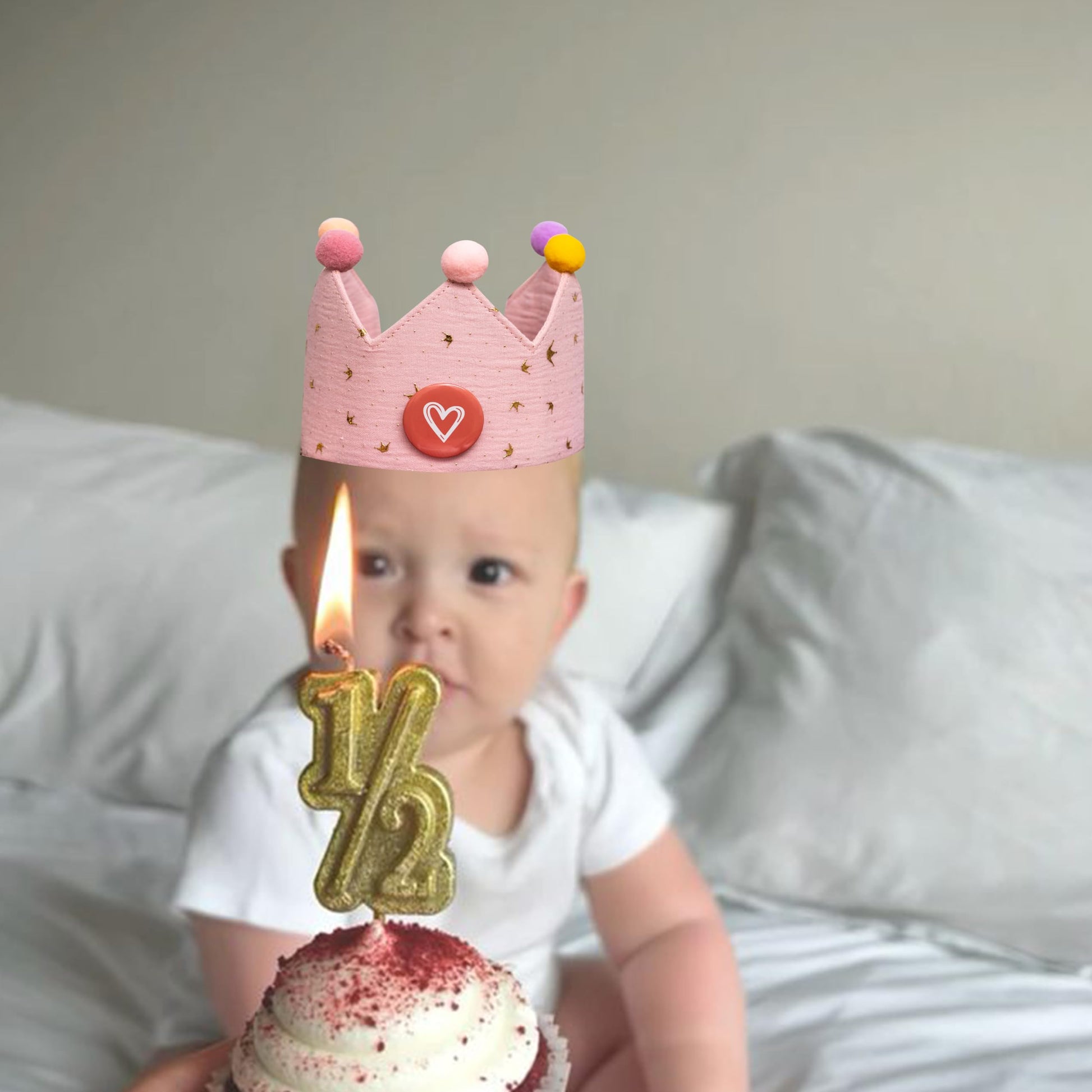 KIETKIE Adjustable Birthday Crown Hat for Girls boys - Pink Birthday Hat with Removable Numbers(0-9),Princess Themed Birthday Party Decorations(Pink)