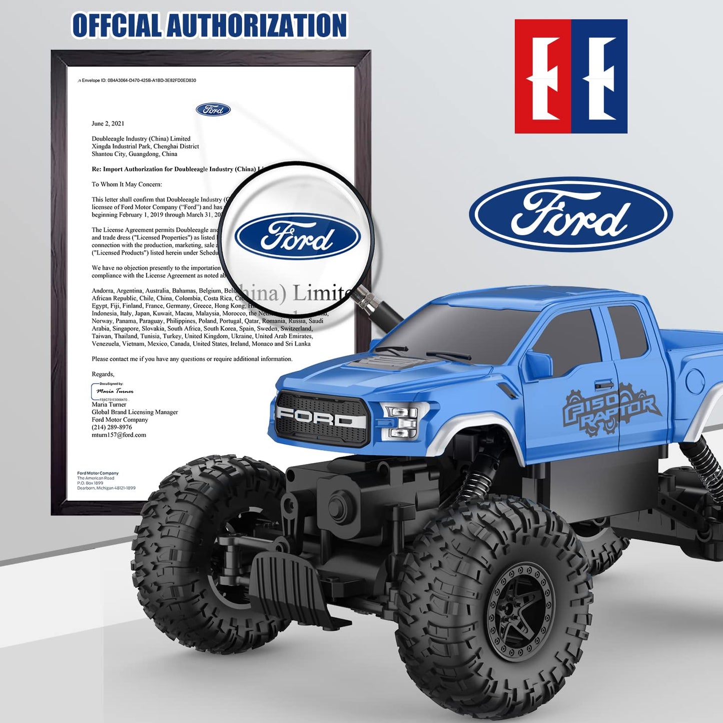 DOUBLE E Ford Raptor F150 RC Truck,10.67inch Monster Truck with 4WD Power