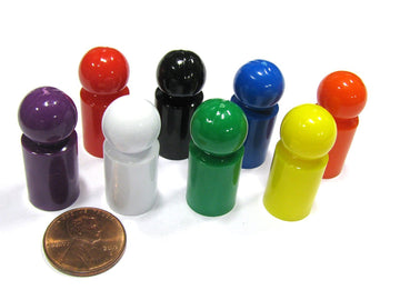Set of 8 Ball Pawns 30mm Peg Pieces for Board Game Play - Assorted Colors by Koplow Games