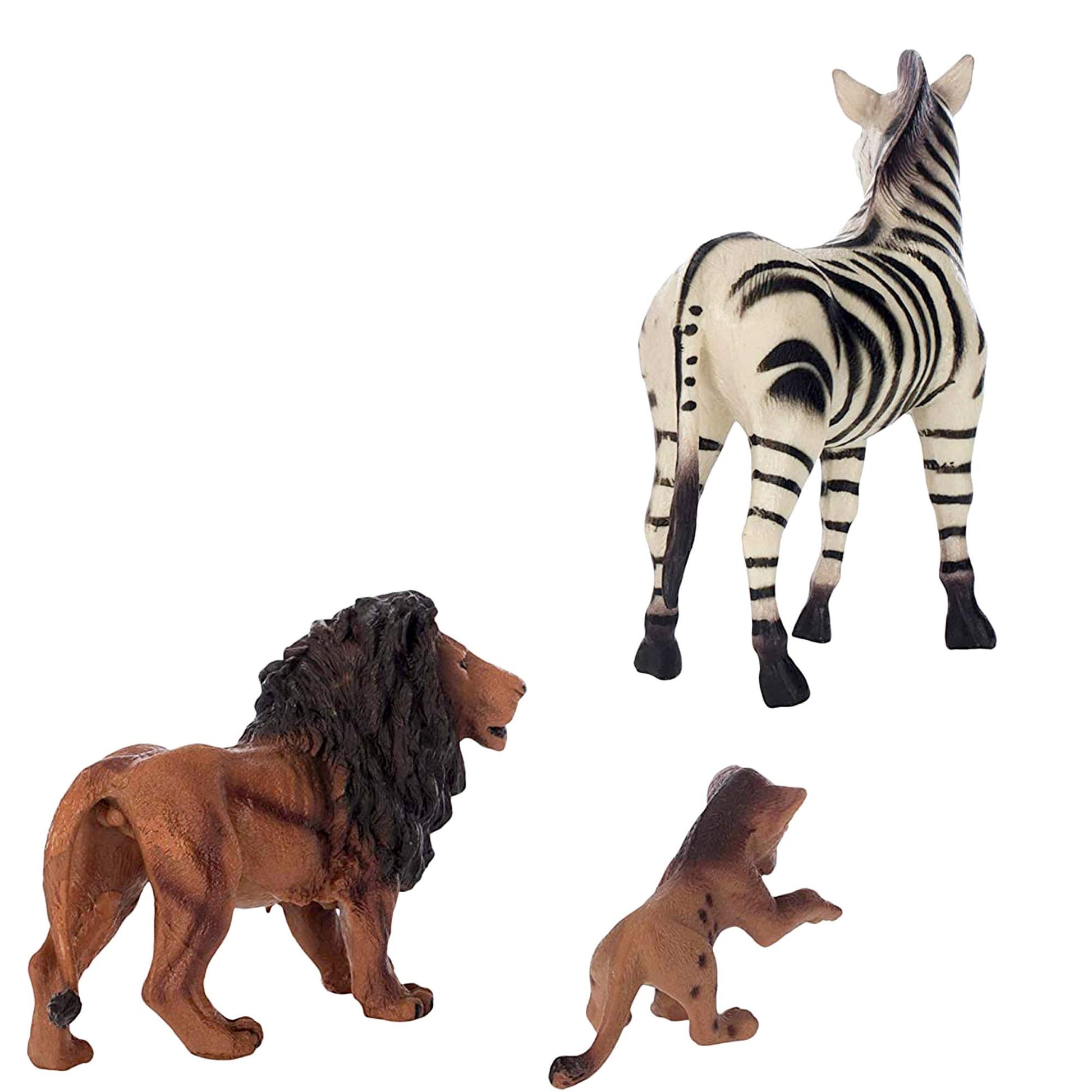 Class Collections Father Lion Baby Lion and Zebra Animal Figure 5 inch Children's Toy 3 Piece Playset