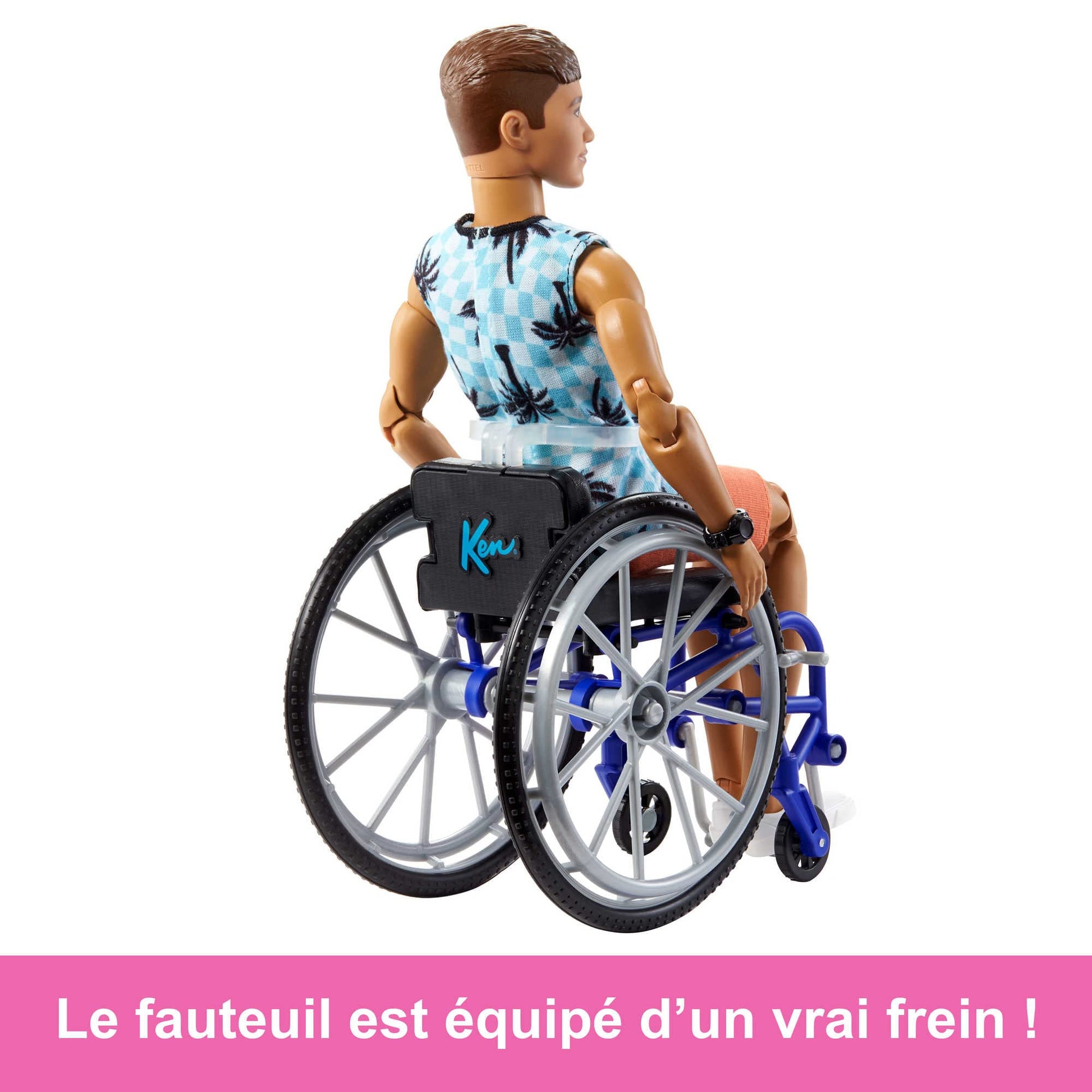 Barbie Ken Doll with Wheelchair & Ramp, Kids Toys, Fashionistas, Brunette with Beachy Tee and Orange Shorts, Clothes and Accessories