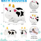 Dollibu Cow Bath Water Squirter Toy - Floating White Rubber Bath Toy, Cool Animal Squirting Bathtime Play Water Toy for Toddlers, Cute Farm Animal