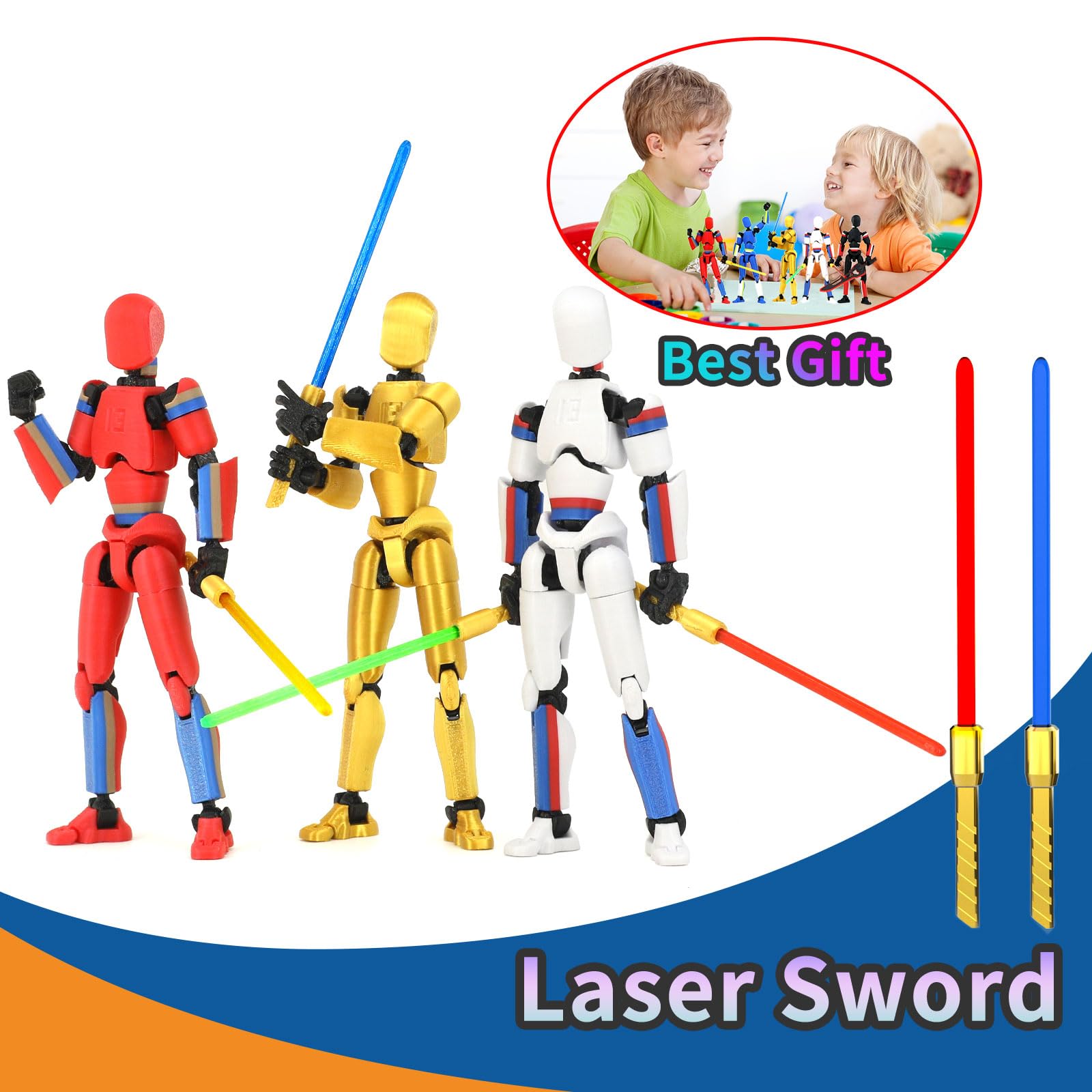 Falandi 5-Pack Titan 13 Action Figure, 3D Printed Multi-Colored T Dummy 13