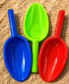 Matty's Toy Stop Kids Sand Shovels for Beach & Sandbox - 3 Pack 14" Long Handle Plastic Sand Scoops, Red Blue Green, Outdoor Beach Toys for Boys