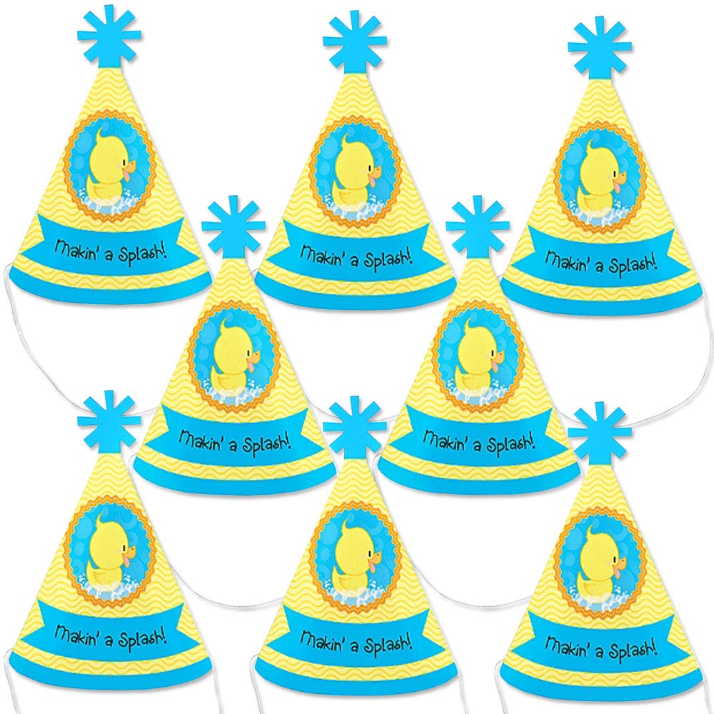 Big Dot of Happiness Ducky Duck - Mini Cone Baby Shower or Birthday Party Hats - Small Little Party Hats - Set of 8