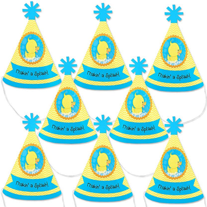 Big Dot of Happiness Ducky Duck - Mini Cone Baby Shower or Birthday Party Hats - Small Little Party Hats - Set of 8
