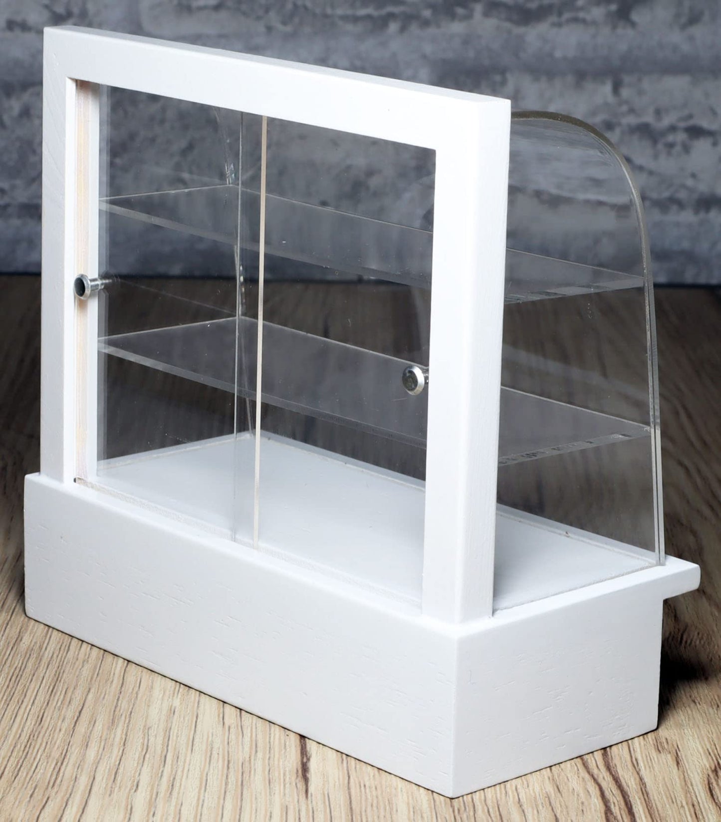 Miniature Cake Bakery & Bread Display Cabinet Beautifully Handmade, piece by piece - 1/12 Scale Dollhouse Bakery Furniture, Acrylic & Wood Showcase