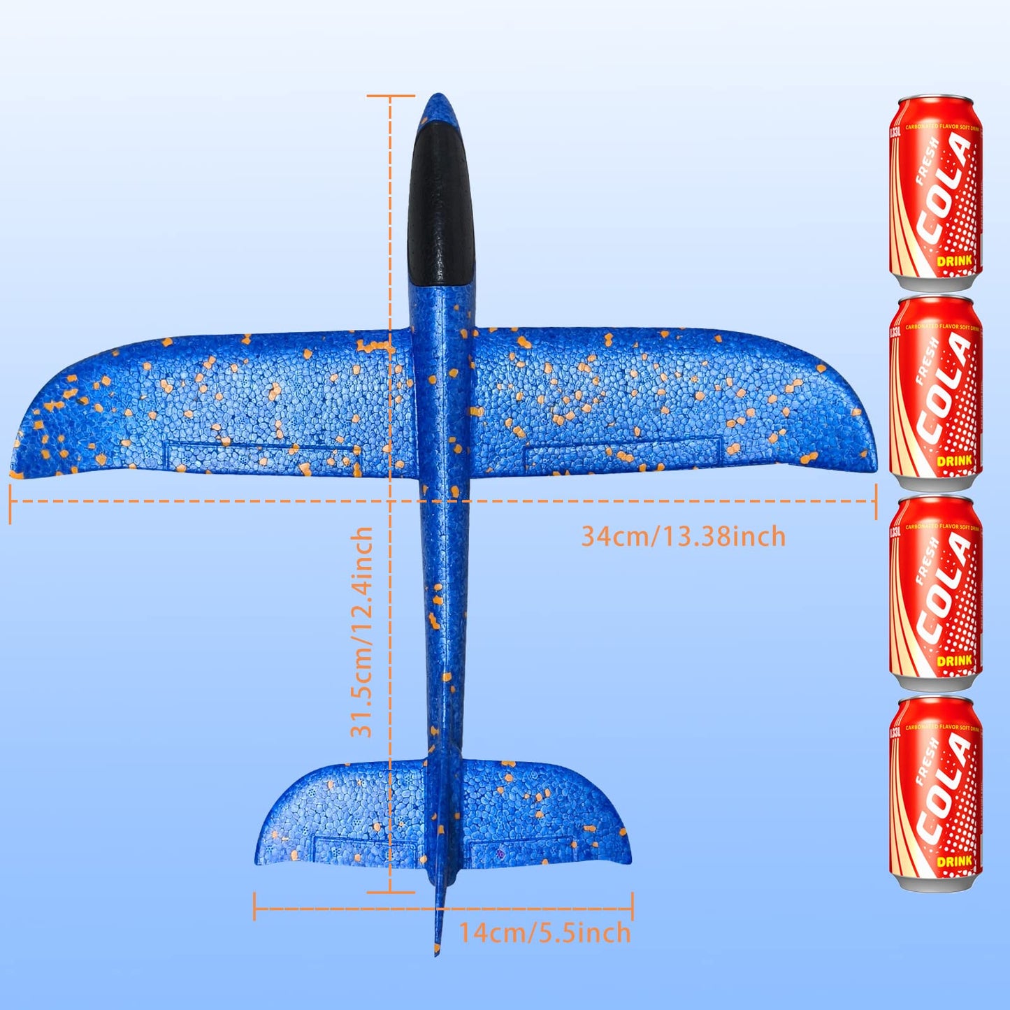 VCOSTORE 2 Pack Foam Airplanes for Kids, 13.3'' Hand Throwing Foam Glider Planes, Flying Styrofoam Planes Toy, Outdoor Sports Birthday Party Favor