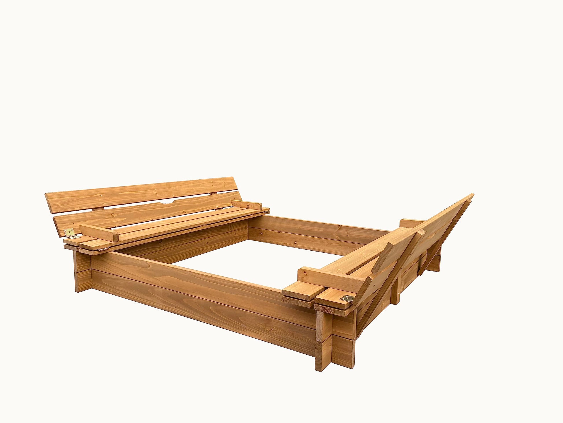 BTExpert Kids Large Wooden Sandbox 47x47 Outdoor Play Sandpit for Backyard Foldable Bench Seats Sand Protection Liner