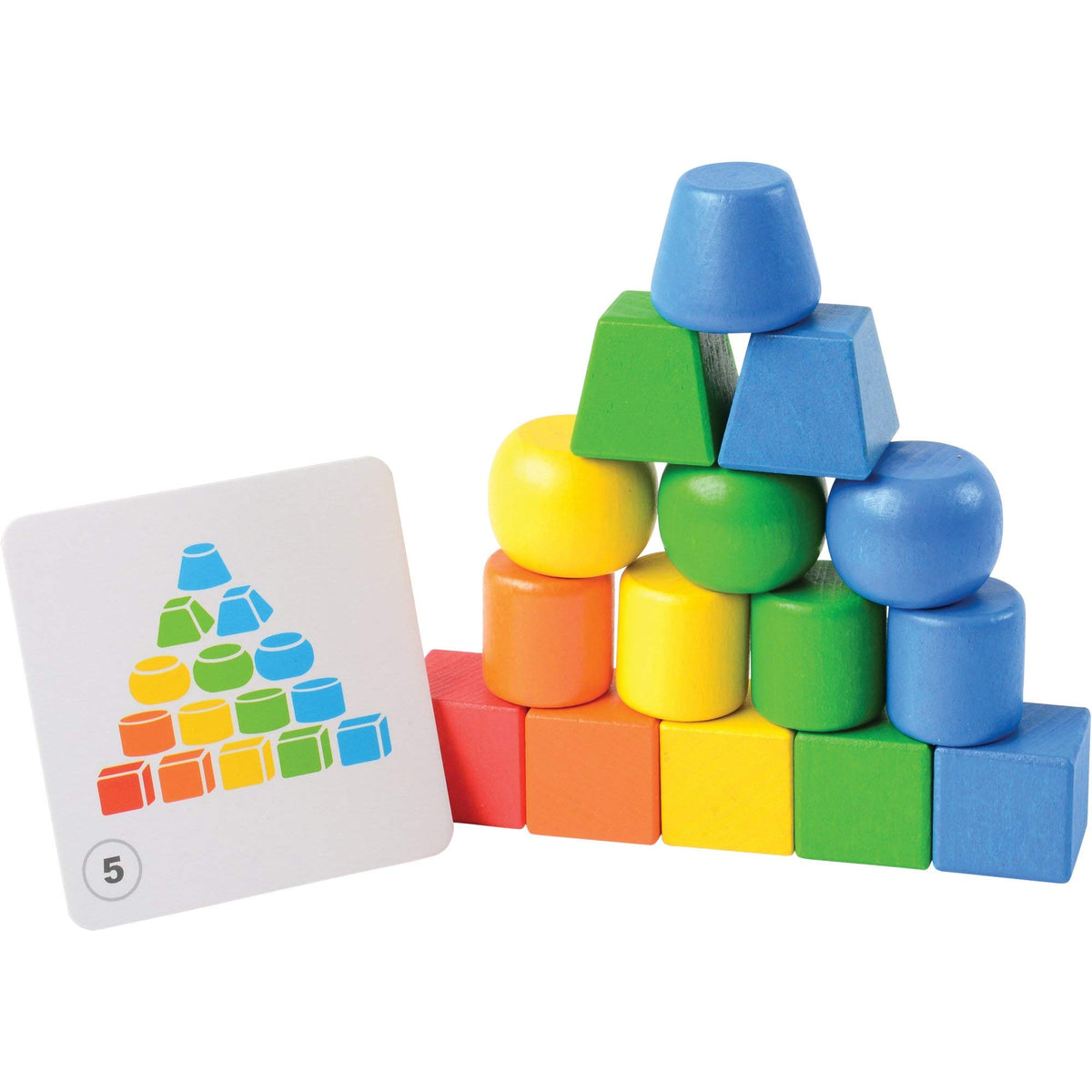 Constructive Playthings 3D Colorful Geometric Balancing Stacker, 25-Piece Block Set