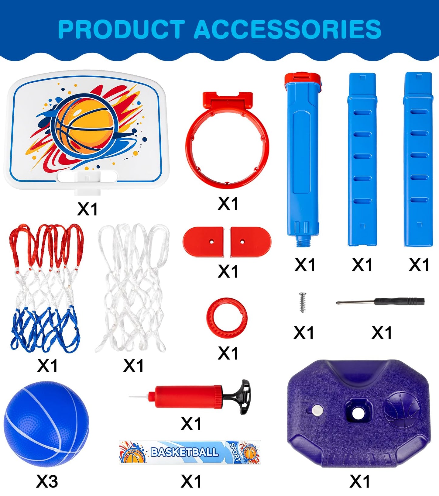 LAO XUE Toddler Basketball Hoop Set,Adjustable Kids Basketball Goal