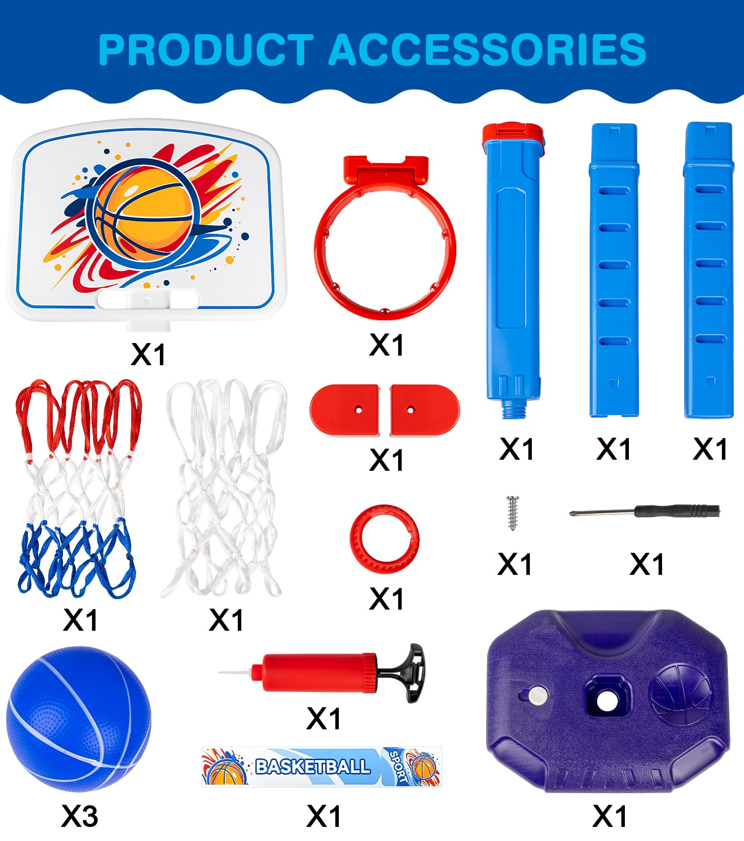LAO XUE Toddler Basketball Hoop Set,Adjustable Kids Basketball Goal