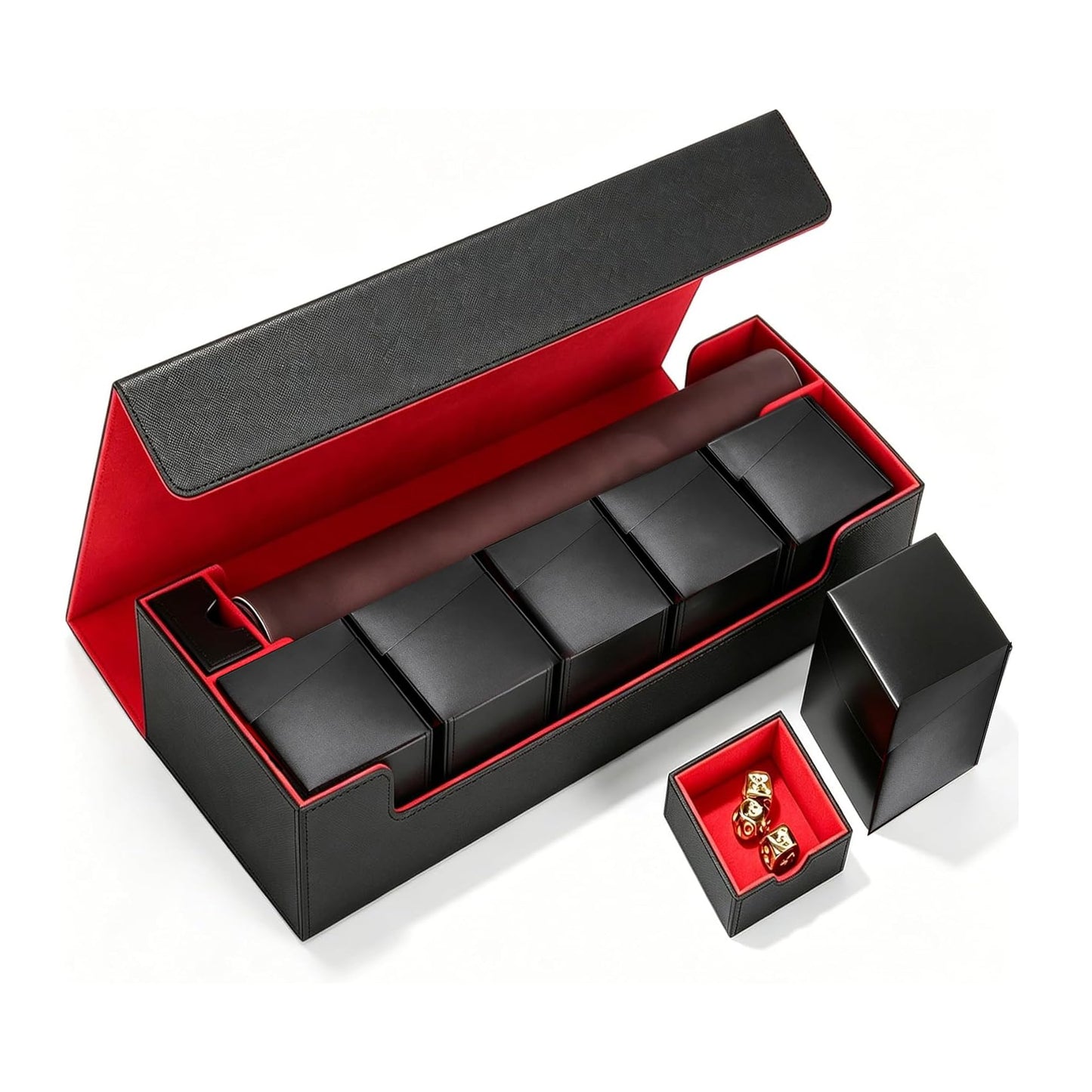 Scimi Premium Trading Card Storage Case with 5 Individual Deck Cases, Large MTG Commander Deck Box Holds 1800+ Cards, PU Leather Organizer for TCG &