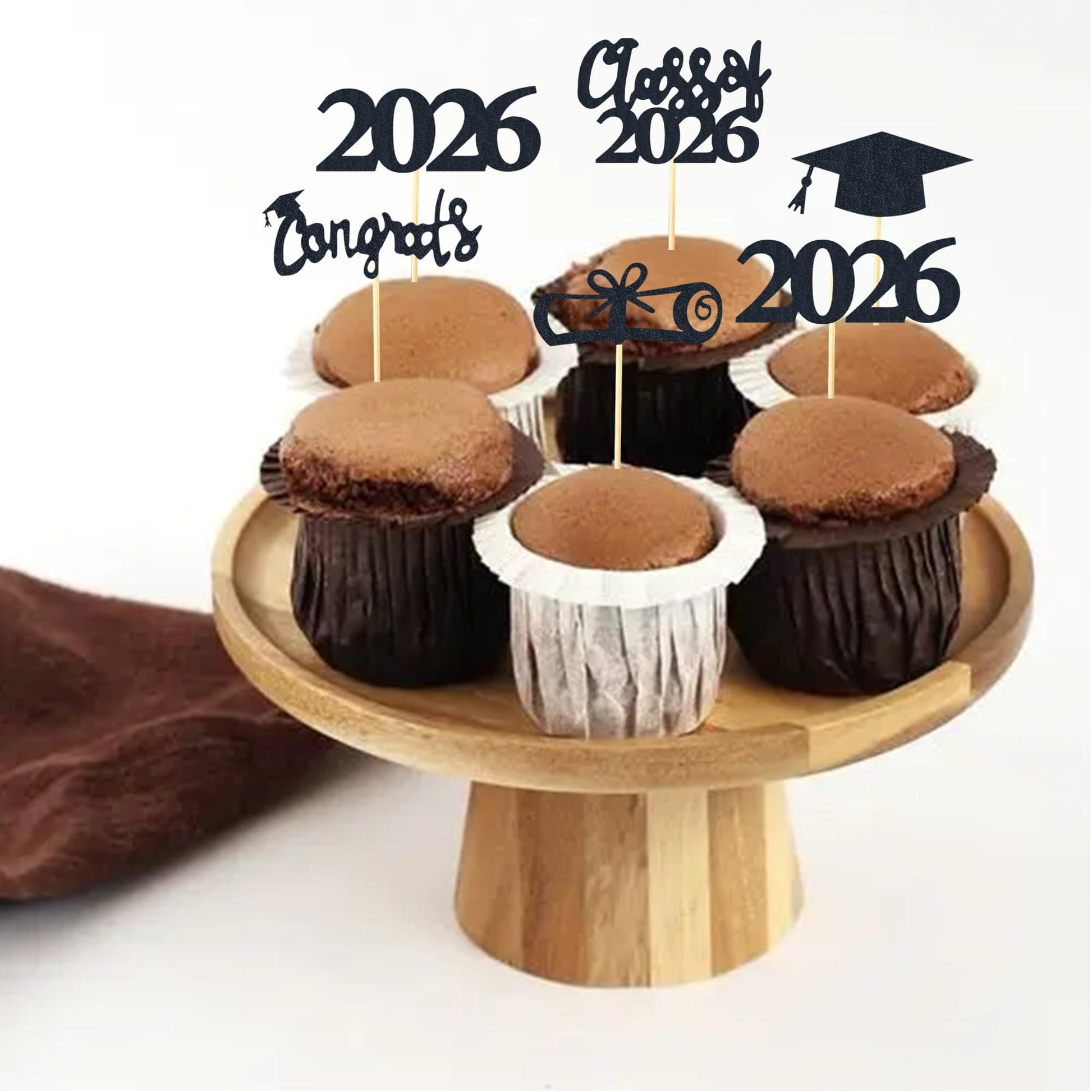 30 PCS Graduation Cupcake Toppers 2026 Diploma Grad Cap Cake Toppers Food Picks for Party Supplies and Graduation Party Favors 5 Styles