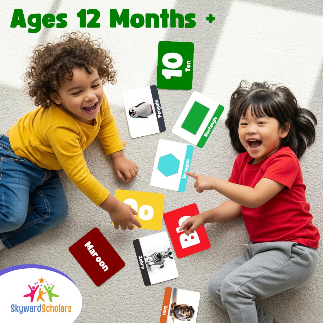 Letters, Numbers, Colors, Shapes & Animals Flashcards for Toddlers | Fun Educational Learning Toys | Premium Quality Cards for Kids Ages 1-3 | Early
