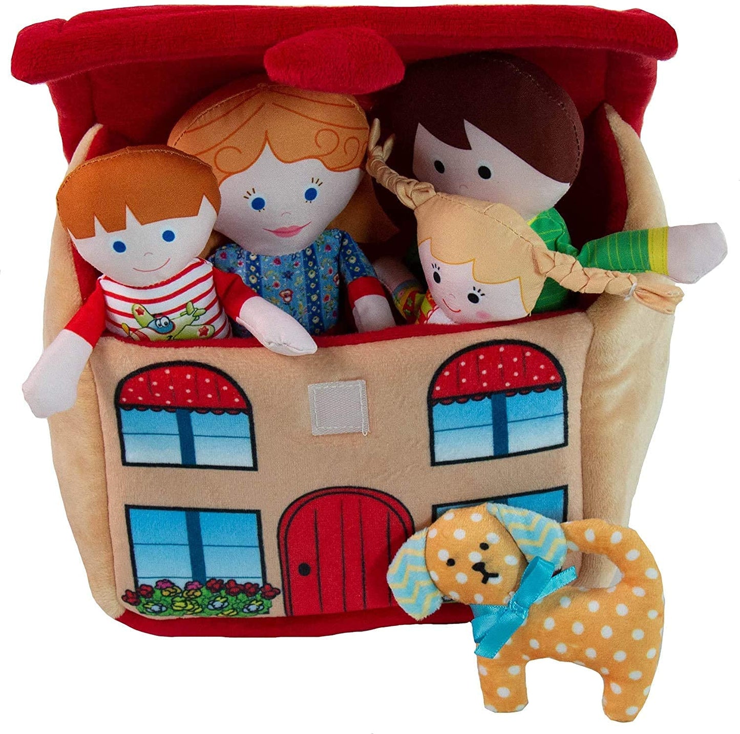 Snuggle Stuffs Happy Family Soft Figure Doll Set with House | Cute Plush Toys for Girls & Boys, Toddlers 1-3
