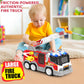Big Fire Trucks for Toddlers 3 4 5 6 7 with 2PCS Ejecting Race Cars 18-Inch Ladder Lights Sprinkler Pump & Water Shooting Big Emergency Vehicle