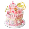 19 PCS Princess Cake Topper Castle Cake Decoration with Snowflake and Stars for Princess Birthday Supplies (Pink)