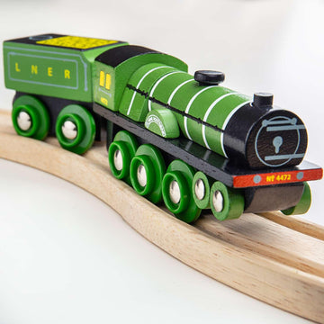 Bigjigs Rail Flying Scotsman Toy Train | Green Model for Wooden Track Set | Heritage Collection Railway Figures & Accessories | Great Gifts for 3+