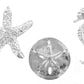 Pewter Sea Animals Starfish Sand Dollar & Seahorse Magnets Set of 3