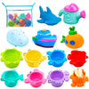 INNOCHEER Baby Bath Toys for Toddlers, Water Table Toys with Mold Free Stacking Cups, Quick Dry Organizer Net, 13 Pcs Bathtub Game, Beach and Pool