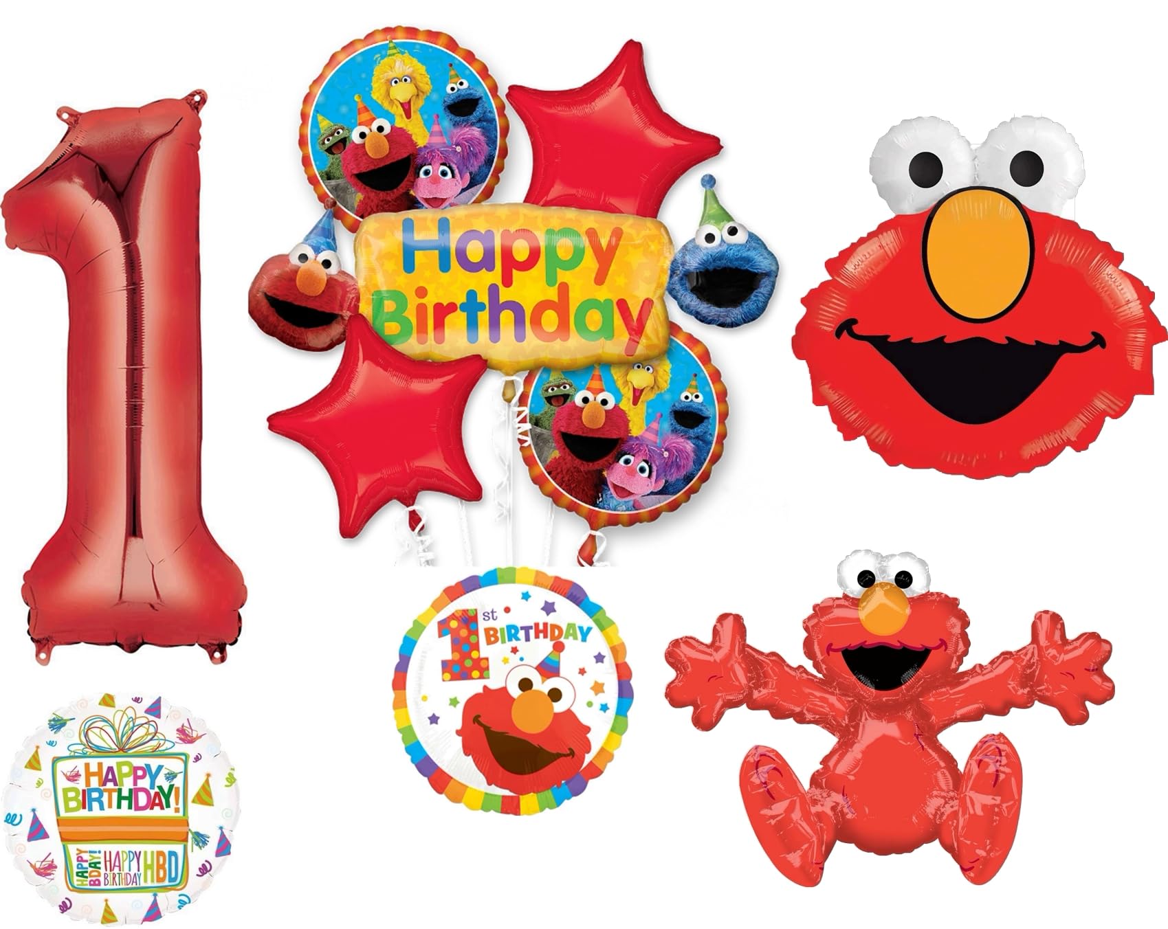 Elmo Sesame Street 1st Birthday Party Supplies Balloon Bouquet Decorations