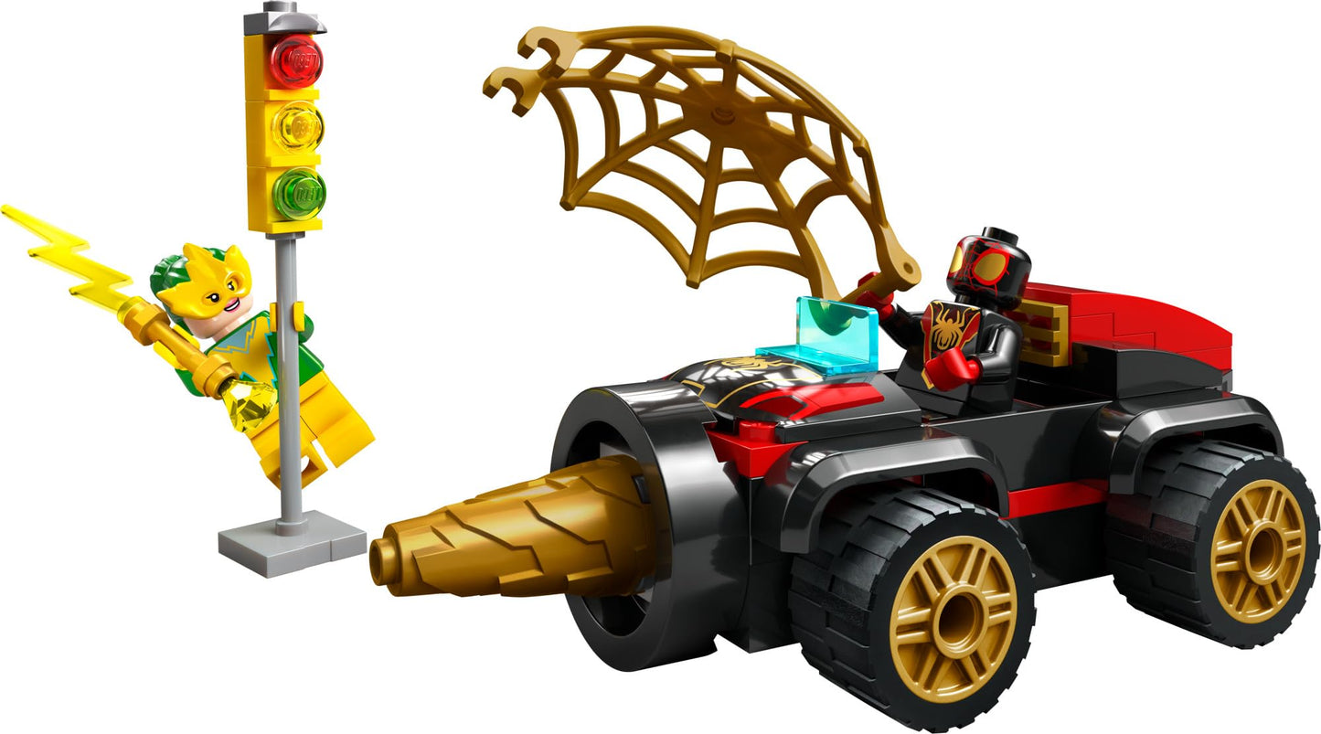 LEGO Marvel Drill Spinner Vehicle, Miles Morales Spin Car with 2 Minifigures, Marvel Toy from Disney+ TV Series Spidey and His Amazing Friends, Gift