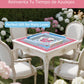33" Aesthetic Mahjong Mat with Rules for Table (Rolled, Blue Peony)