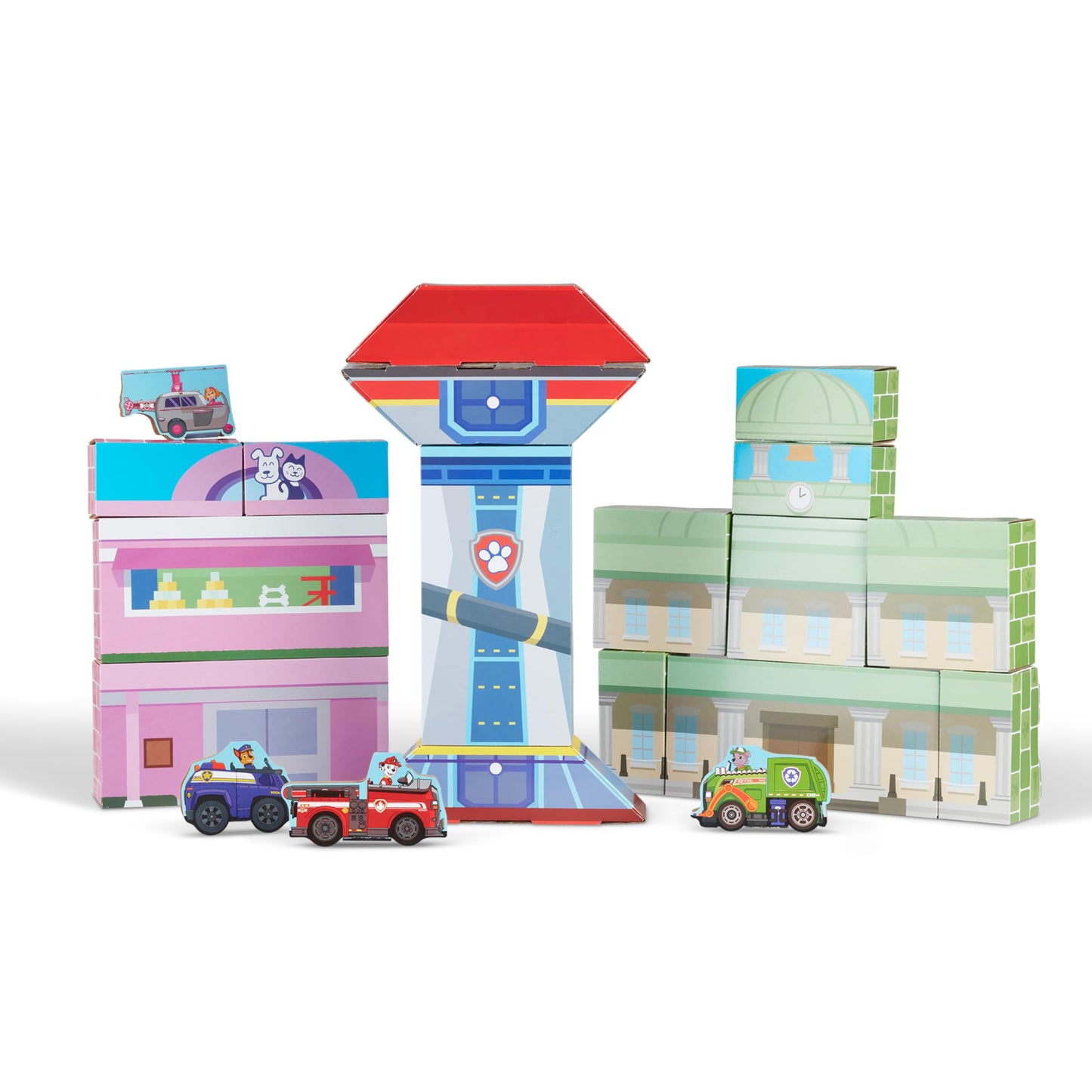 Melissa & Doug PAW Patrol Jumbo Cardboard Blocks (41 Pieces) PAW Patrol Houses Stackable Blocks for Ages 2+