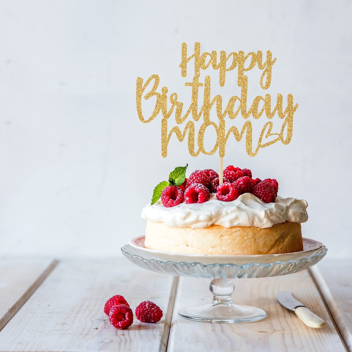Gold Glitter Happy Birthday Mom Cake Topper - Best Mom Ever, Happy Mothers Day Decorations
