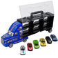 7pc Thunder Wheels Toy Truck Diecast Race Car Carrier Set - Blue