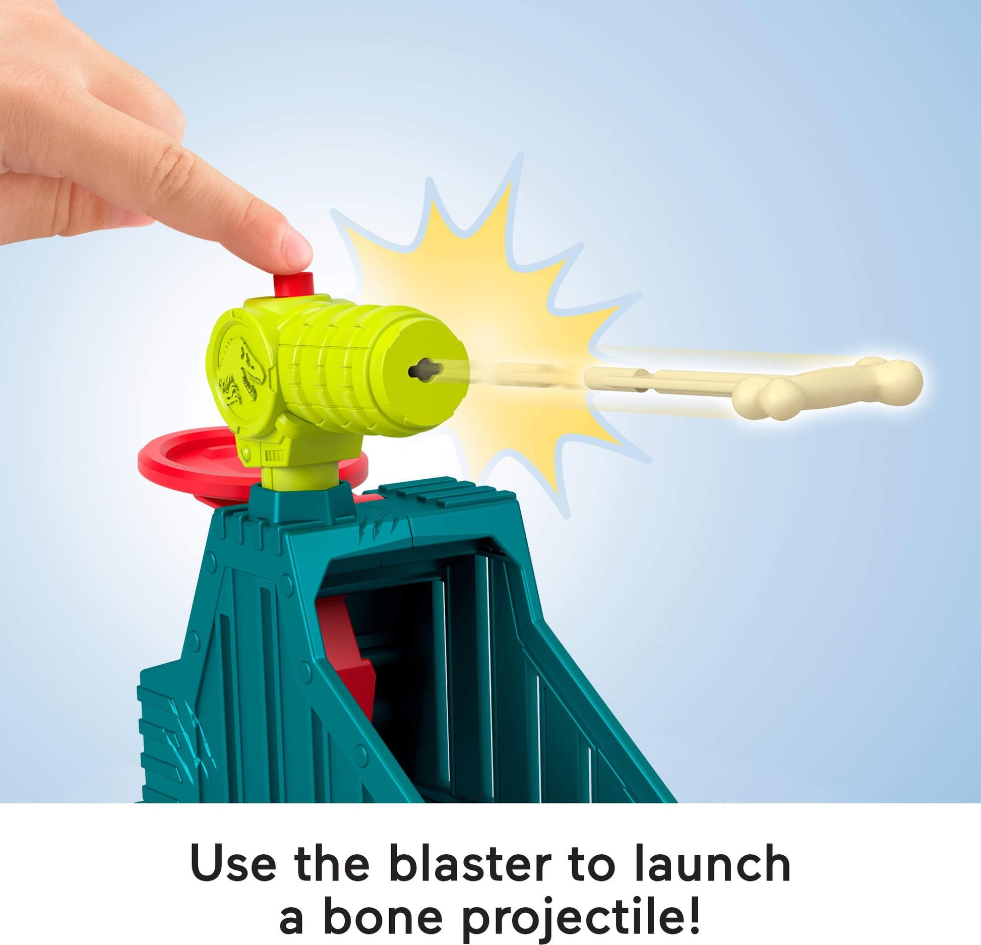 Fisher-Price Imaginext Jurassic World Launcher Set with 4.25-inch Chomping Toy T. rex Dinosaur, Blaster & Food Projectile