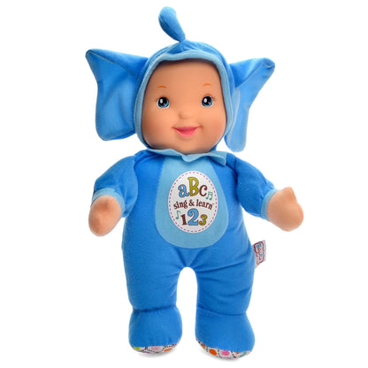 Baby's First Sing & Learn Blue Elephant Soft & Cuddly Singing Musical Doll, Teaches ABC's & Numbers